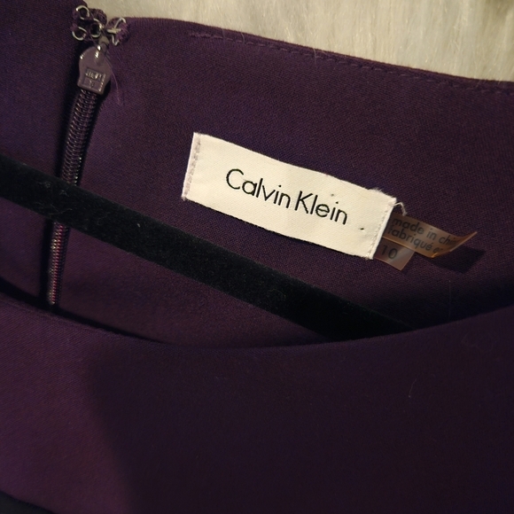 Calvin Klein Classic Plum Lined Colorblock Belted Dress - Picture 5 of 7
